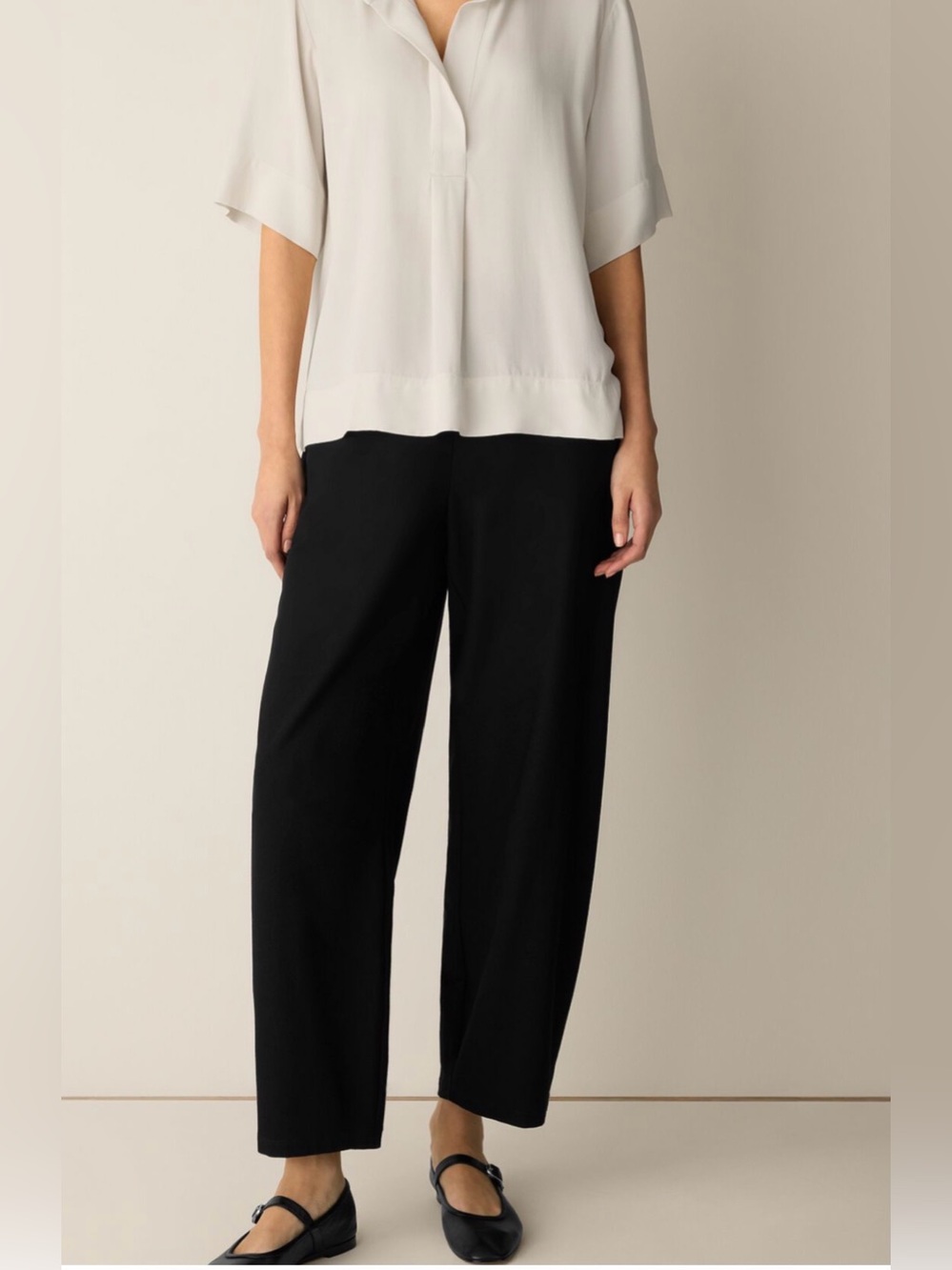 NWT Eileen Fisher Women’s Black Washable High Waisted Crepe Pants Size XXS